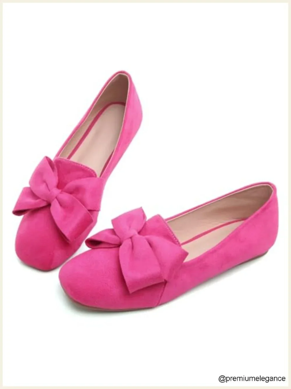 Faux Suede Square Toe Ballet Flats with Bow Latex Insole